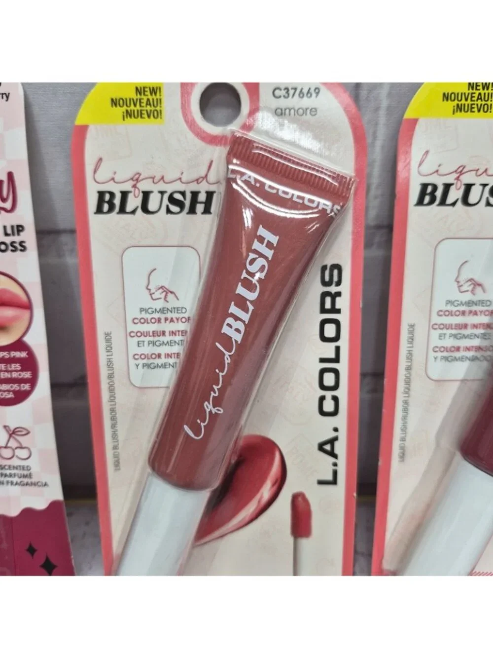 3pc LA Colors Very Cherry Lip‎ Gloss & Liquid Blush Amore, Grazie